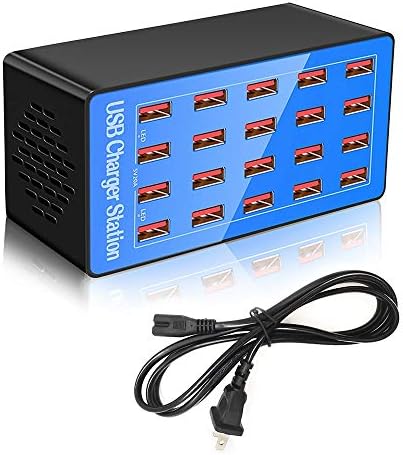 USB Charger Station,20-Port 100W/20A Multiple USB Charging Station,Multi Ports USB Charger Charging for Smartphones，Tablets，and Other USB Devices.