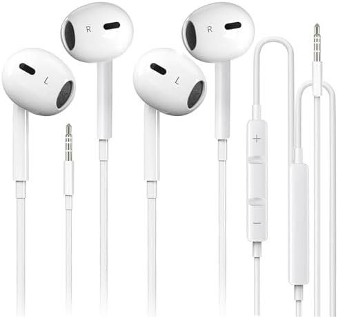 2 Pack for iPhone Earbuds Wired Headphones Earphones with 3.5mm Wired Nosie with Mic,Volume Control Support for iPhone,iPad,iPod,Computer,MP3/4,Android Most 3.5mm Audio Devices
