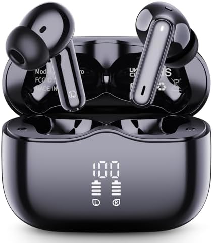 Wireless Earbuds, 2025 Bluetooth 5.4 Headphones in Ear with 4 ENC Noise Cancelling Mic, New Wireless Earphones HiFi Stereo Deep Bass 40H Playtime, LED, In-Ear Bluetooth Ear Buds IP7 Waterproof, USB-C
