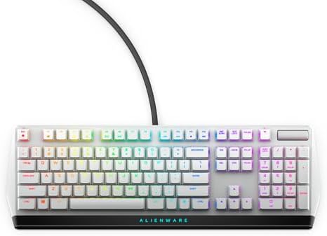 Alienware Low-Profile RGB Gaming Keyboard AW510K Light, Alienfx Per Key RGB Lighting, Media Controls and USB Passthrough, Cherry MX Low Profile Red Switches, Lunar light