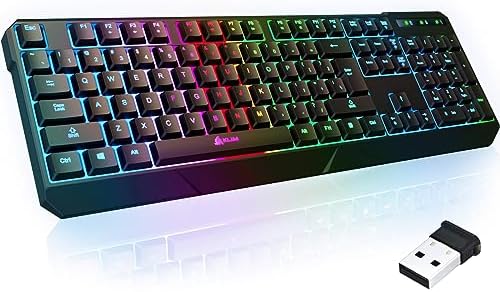 KLIM Chroma Wireless Keyboard – RGB Backlit Gaming, Rechargeable Battery, PC Keyboard, Durable & Water-Resistant, Compatible with PS4, PS5 & Mac - Black