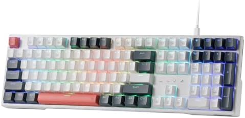 Redragon K668 RGB Gaming Keyboard, 108 Keys Wired Mechanical Keyboard w/Extra 4 Hotkeys, Sound Absorbing Foams, Upgraded Hot-swappable Socket, Mixed Color Keycaps x 2 Sets, Red Switch