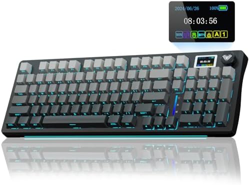AULA S98 Pro Wireless Mechanical Keyboard with Screen & Knob,2.4GHz/USB-C/BT5.0 Hot Swappable Creamy Keyboard,Pre-lubed Linear Switches,Side Printed PBT Keycaps,RGB Backlit Gaming Keyboards