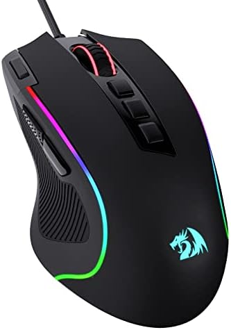 Redragon M612 Predator RGB Gaming Mouse, 8000 DPI Wired Optical Mouse with 11 Programmable Buttons & 5 Backlit Modes, Software Supports DIY Keybinds Rapid Fire Button