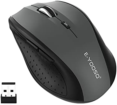 E-YOOSO Wireless Mouse for Laptop, Portable Optical Computer Mouse, 6 Buttons, Cordless 2.4GHz with USB Receiver, 5-Level 4800 DPI, 18 Months Battery Life for PC Chromebook Windows Mac